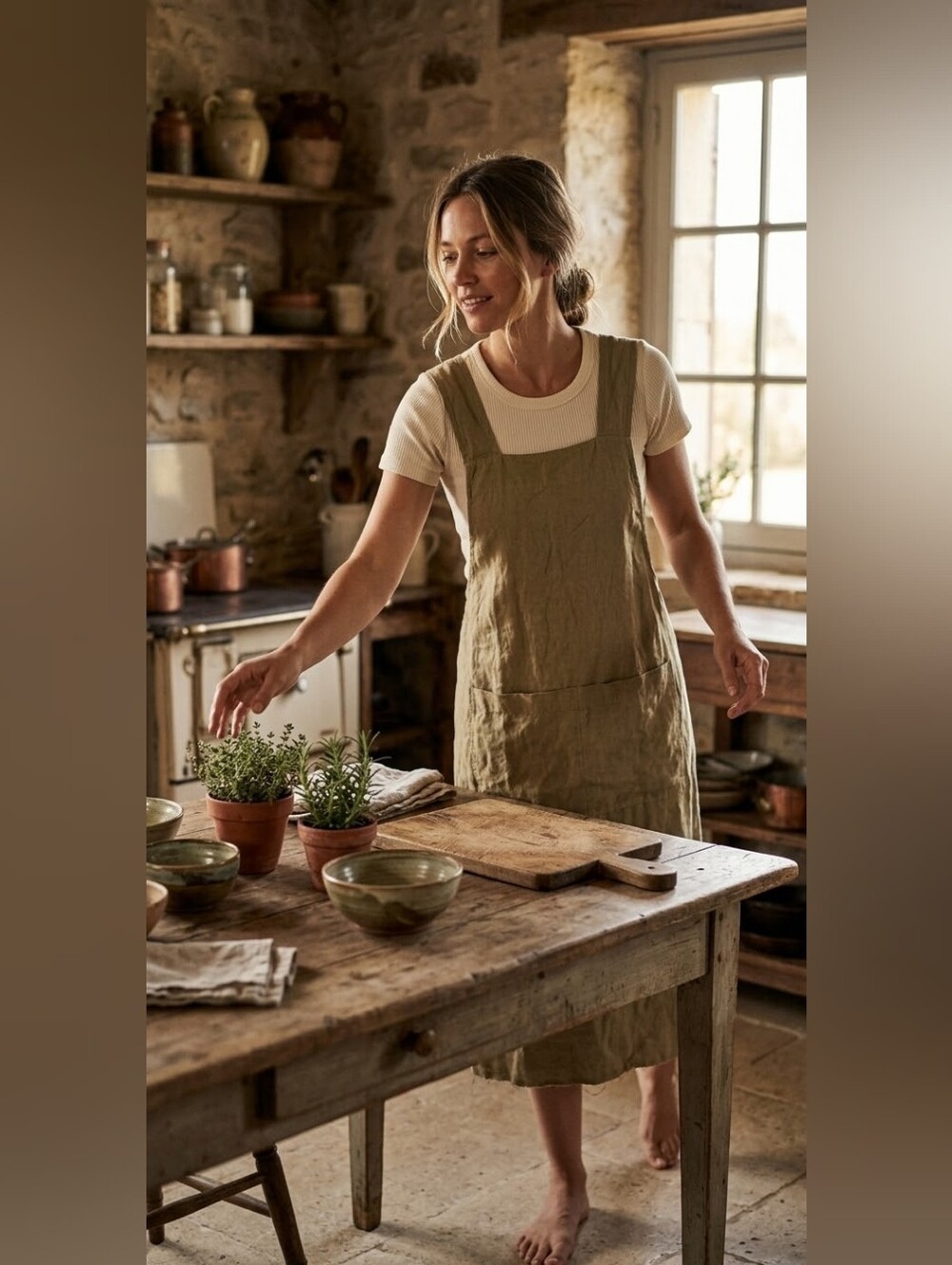 Trader Joe's Washed Linen Pinafore Apron